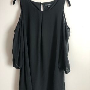 Black cold shoulder dress